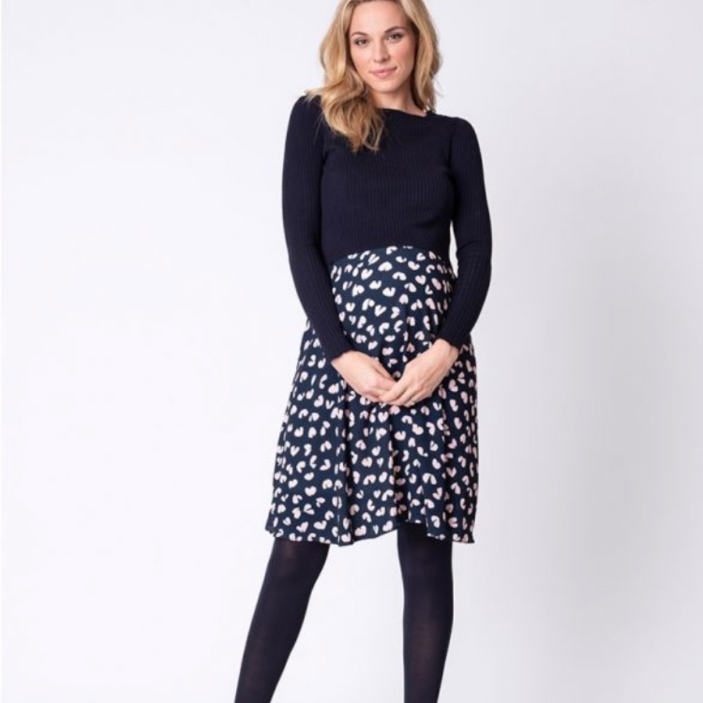 Seraphine Navy Heart Maternity & Nursing Dress